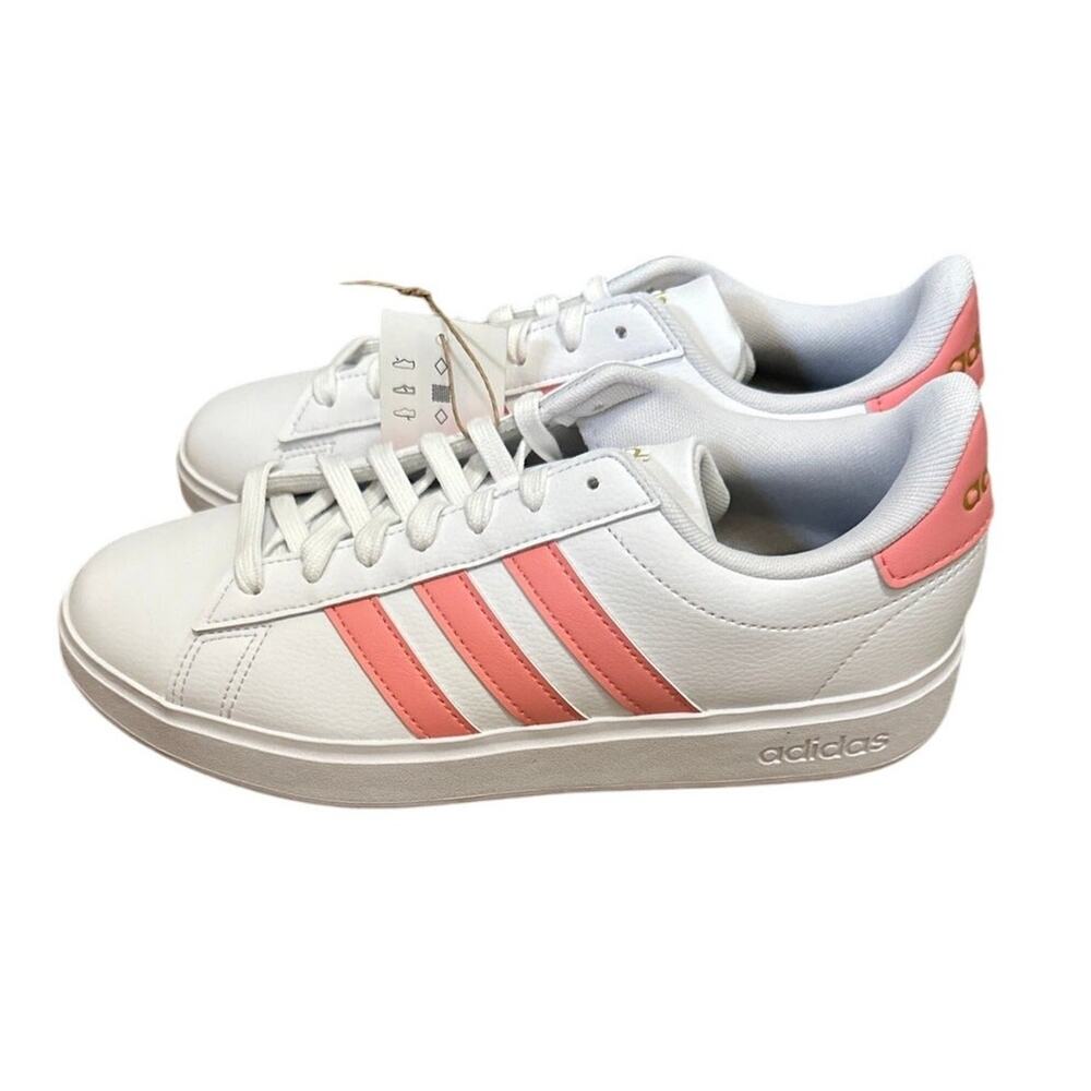 Adidas IG9239 GRAND COURT 2.0 SHOES White Semi Pink Spark Women Size 8.5 New